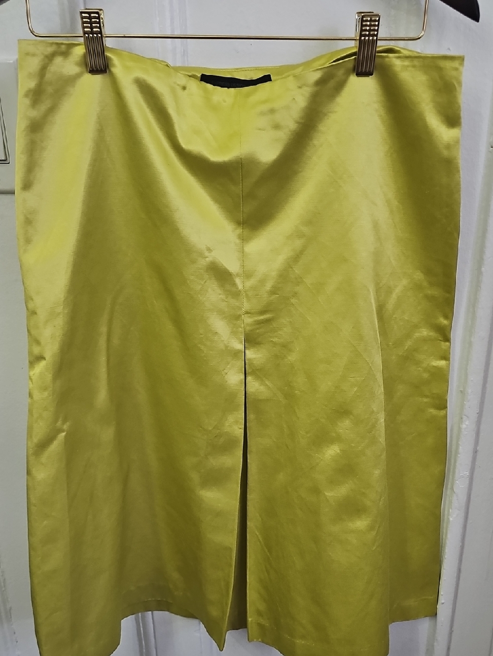 Express DESIGN STUDIO Satin A-Line Skirt in Chartreuse